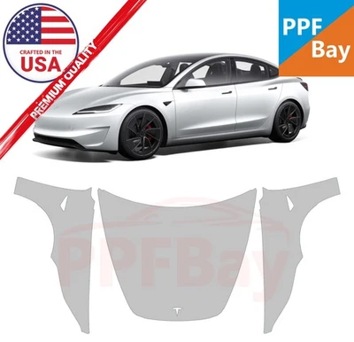 For Tesla Model 3 2024-2025 Full Hood/Fender Paint Protection Film PreCutKit PPF — 第 1/4 张图片