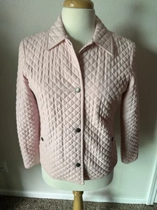 Lauren Ralph Lauren Petite P/L Baby Pink Quilted Snap Up Jacket Coat Vintage - Picture 1 of 8