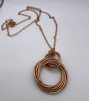 Collar cadena círculos modernistas colgante enchapado en oro rosa Milor Italia bronce Foto 1 de 4