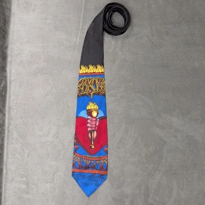 Corbata de corazón y antorcha Bill Graham vintage para hombre póster corbatas no. 136 años 90 Foto 1 de 4