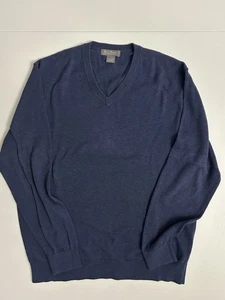 Daniel Cremieux Signature Collection 100% SUPINA Cotton Navy Blue Sweater Large - Picture 1 of 9