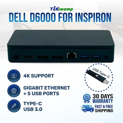 Estación de acoplamiento Dell USB-C Dock doble pantalla 4K para Inspiron 7500 7501 7510 7580 Foto 1 de 4