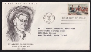# 1243 1964 First Day Cover Charles M Russell with Original Merchant Letter - Picture 1 of 3