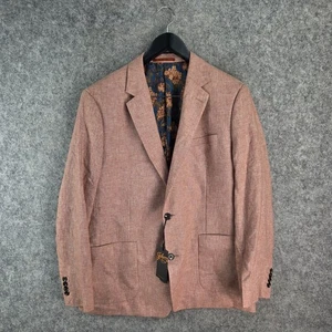 Johnny Bigg Jacket Mens 44 Large Red Terracotta Linen Blend Blazer NEW 13143 - Picture 1 of 12