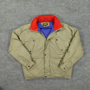 VINTAGE OshKosh B'Gosh Jacket Mens Large Olive Down Puffer Coat Hood 90s - Picture 1 of 11