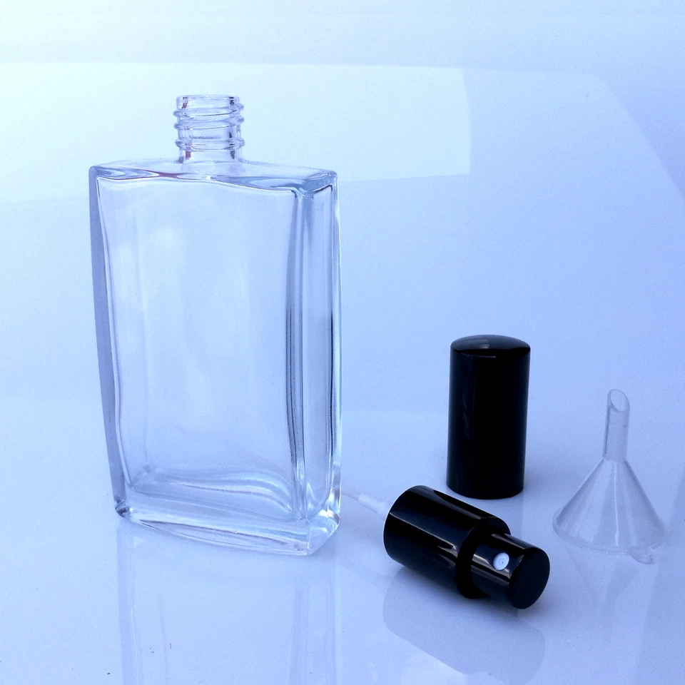 Parfum Flakon-Parfum Flasche-GLAS-NEU leer 100ml + Trichter-nachfüllbar, schwarz - Bild 1 von 1