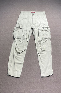 Vintage Arizona Pants Mens 32 Khaki Flat Front Relaxed Fit Baggy Cargo 32x32 Y2K