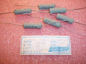 QTY (20) 5K Ohm 7W 5% FLAME PROOF METAL OXIDE RESISTORS MO7-5K-5% PACCOM - Picture 1 of 3