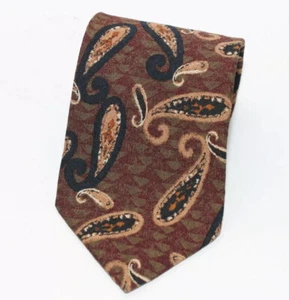 Johnston and Murphy Neck Tie Paisley All Silk Made By Hand In USA Brown Gold - Picture 1 of 6