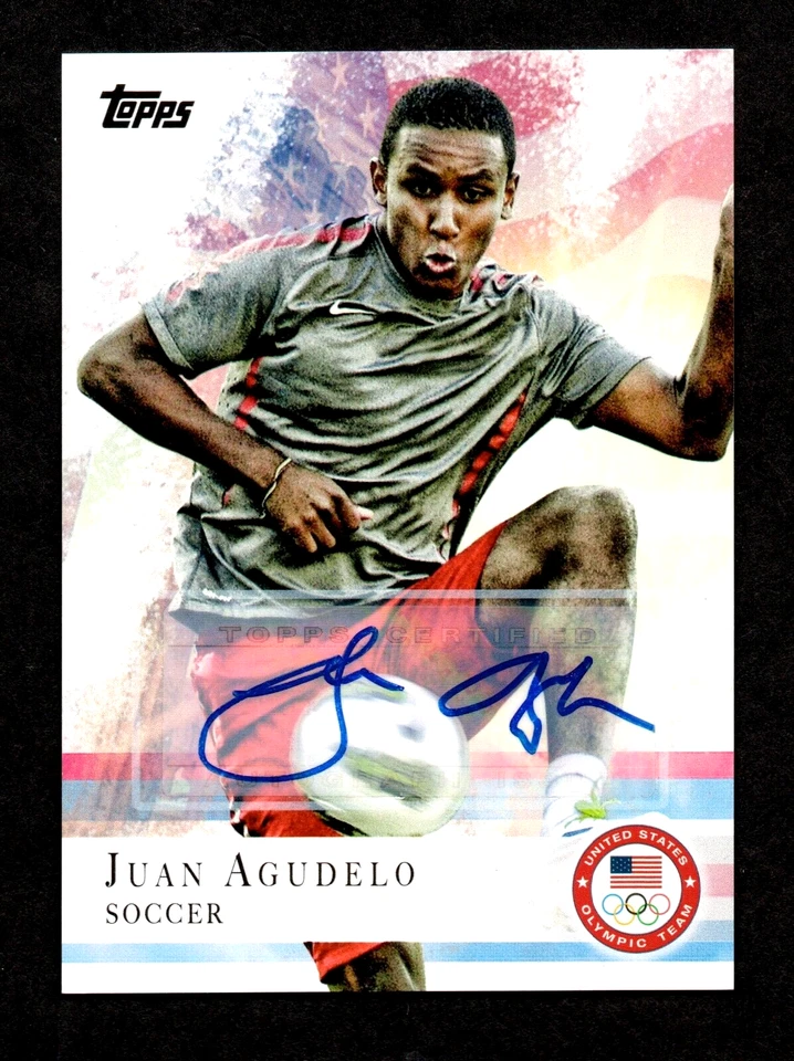 Autógrafo de fútbol del equipo olímpico de Estados Unidos Topps 2012 Juan Agudelo Foto 1 de 2