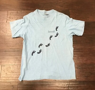 Vintage Rad! Surfer Hawaii foot/ feet prints hang ten motif t-shirt sz M 80's OG - Image 1 of 4