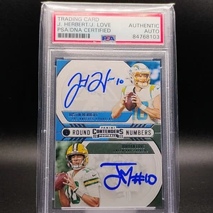 2020 Panini Contenders Round Numbers Dual Auto Justin Herbert Jordan Love PSA/DN - Picture 1 of 2