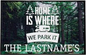 24x36Custom Welcome Mat for Front Door, RV, Home is Where We Park It - Picture 1 of 7