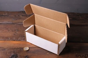 10 x Rectangular Postal Box White Cardboard Packaging Square End Gift 150x57x57 - Picture 1 of 8