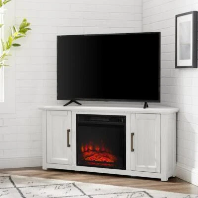 Camden 48" Corner Tv Stand W/Fireplace Whitewash - Image 1 of 4