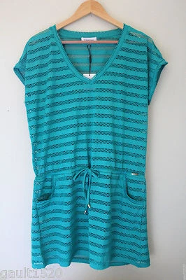 Nuevo con etiquetas Vestido Calvin Klein Azul Océano Manga S Crochet Tejido Natación Cubrir S/M $78 Foto 1 de 4