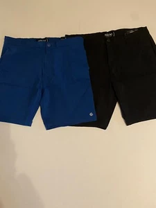 Set Of 2 Shorts 34 Black Blue Slash Pocket Casual Golf Stretch - Picture 1 of 15