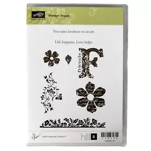Juego de estampillas adhesivas Stampin Up Vintage Vogue Stampin' Up! Estuche para álbum de recortes artesanales - Imagen 1 de 7