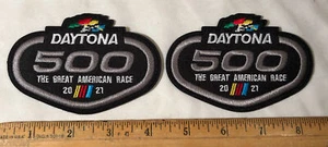 Lot 2 NASCAR 2021 Daytona 500 Logo Iron On Patch The Great American Race Black - Picture 1 of 2