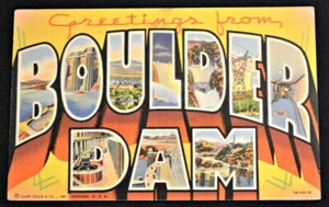 Postal Saludos desde Boulder Dam Nevada NV Burbuja Cartas PC 1946 - Imagen 1 de 1
