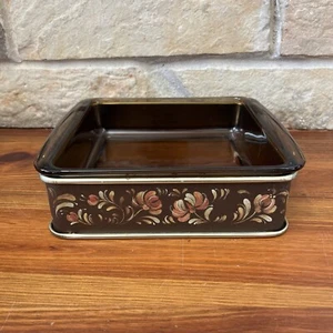 Vintage Pyrex #222 quadratische Kasserolle Brownie mit Metallhalter 21 x 21 x 5 cm - Bild 1 von 23