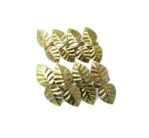 Vintage 8er Set Messing Doppelblatt Serviettenringe Brutalist Tischdeko Erntedankfest - Bild 1 von 5