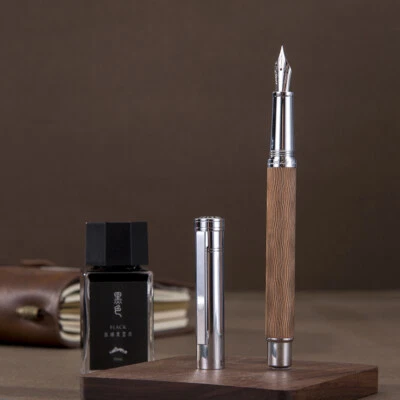 HongDian 1843 Metal Matte Fountain Pen Beautiful Ripples Iridium EF/F Gift Pen - Image 1 of 4