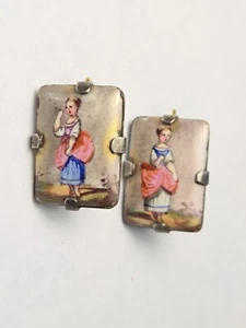 Ohrringe Anfang 1800 aus Sterlingsilber mit 10 Karat Goldpfosten - Bild 1 von 11