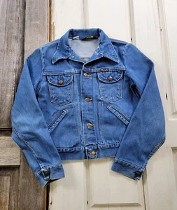 Wrangler Denim Jean Jacket Harley-Davidson Vintage 70s Youth 16 Made In USA - Picture 1 of 10