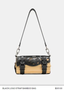 NWT Feng Chen Wang Black Logo Strap Bamboo Bag - Picture 1 of 9