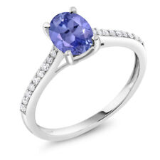Sapphire and Diamond Engagement Solitaire Ring For Women in 10K White Gold