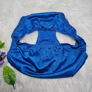 Vintage Silky Nylon Panty Royal Blue Sissy Lace Soft Brief Size Small Hip 32-36" - Picture 1 of 17