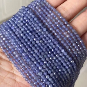 Cuentas sueltas de piedras preciosas de tanzanita azul facetadas micro redondas naturales genuinas de 2/3/4 mm - Imagen 1 de 7