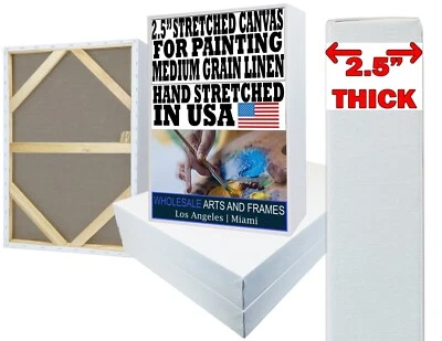 2-1/2" Extra Fine Linen Artist Stretched Canvas. Many Sizes USA Made. on SALE - Image 1 of 4