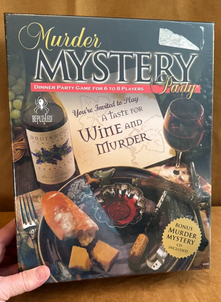 Wine and Murder Mystery Taste Dinner Party Game for 6 to 8 Players