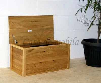 Massivholz Truhe 80x40x40 Wildeiche geölt Dielen-bank holz Wäsche-schrank kiste - Bild 1 von 4