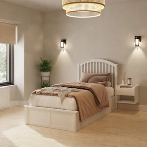 Madrid Wooden Ottoman Underbed Storage Slatted 3ft 90cm Single Bedroom White - Picture 1 of 8