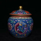 4" Qianlong Marked Chinese Famille Rose Old Gold Porcelain Flower Pot Jar Crock