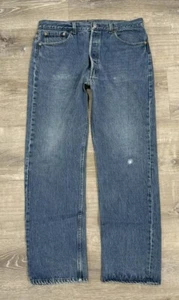 Vintage Levis 501 Button Fly Indigo Denim Jeans. 36x31 Made in USA (NO BIG E) - Picture 1 of 10