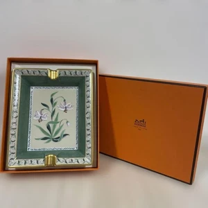 Hermès Paris Cenicero Flor Verde Accesorios Bandeja 20x16cm Con Caja Usado - Imagen 1 de 9