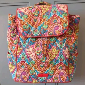 Vera Bradley Paisley in Paradise Rucksack Handtasche Blau Rosa Strandfarbe - Bild 1 von 8