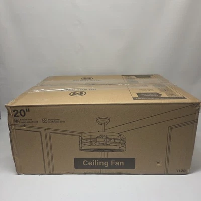 20 Inch Caged Ceiling Fan with Light, Industrial Ceiling Fan with Remote Black - Image 1 of 4