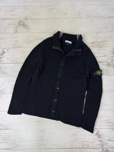 Stone Island Cardigan Maglione Lana Vintage Zip Bottoni Taglia XL Nero - Foto 1 di 13