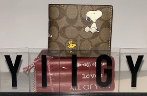 ๐ผ๐ฆ Coach CE714 ๐ผ๐ฆ Snoopy Woodstock Leather 3 in 1 Men Card Wallet ๐ผ D39 - Picture 1 of 15
