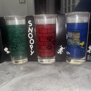 3er Set Vintage Snoopy Peanuts Becher / High Ball Trinkgläser in Box - Bild 1 von 2