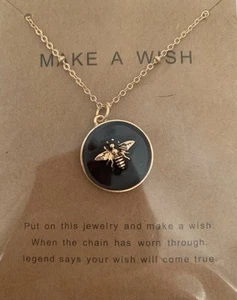 Round Bee make a wish Necklace - Picture 1 of 5