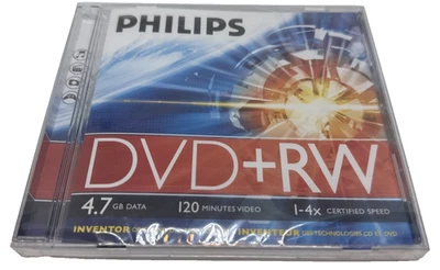 5 x Philips DVD+RW 4.7GB Data 120 Mins video 1-4x Speed New and Sealed - Image 1 of 3