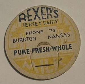 Vintage Milk Bottle Cap REXER’S JERSEY DAIRY, Burton, KS Kansas - Bild 1 von 2