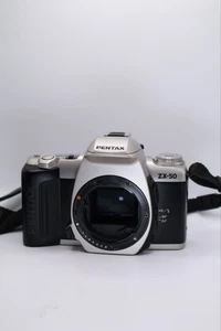Pentax ZX-50 35mm SLR Film Camera Body Silver Black Powers On, For Parts/Repair - Picture 1 of 6