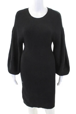 Vestido suéter negro de manga larga hasta la rodilla Staud para mujer talla mediana Foto 1 de 4